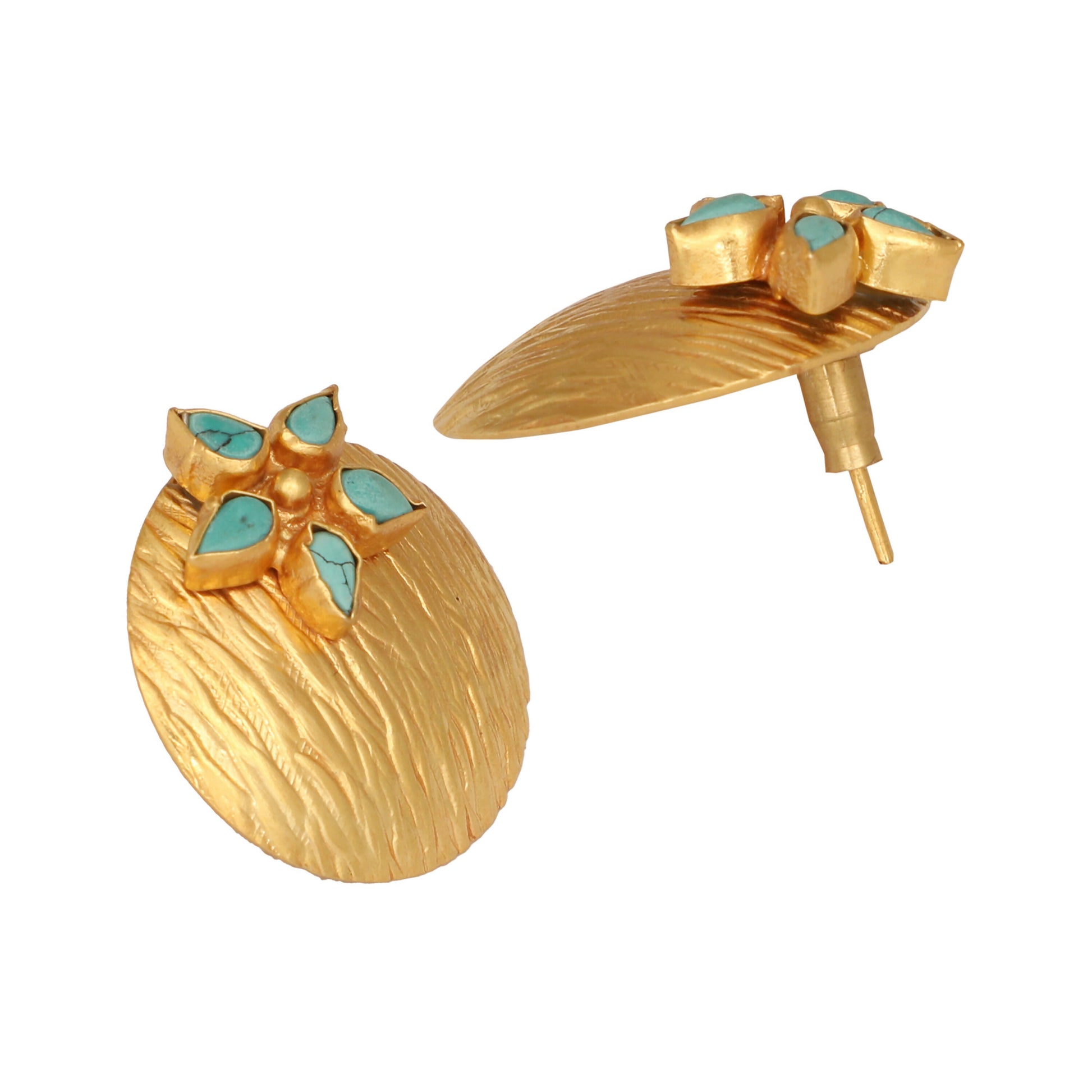 Nuyug 22K Gold-Plated Turquoise Flower Stud Earrings - Distacart