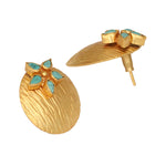 Thumbnail for Nuyug 22K Gold-Plated Turquoise Flower Stud Earrings
