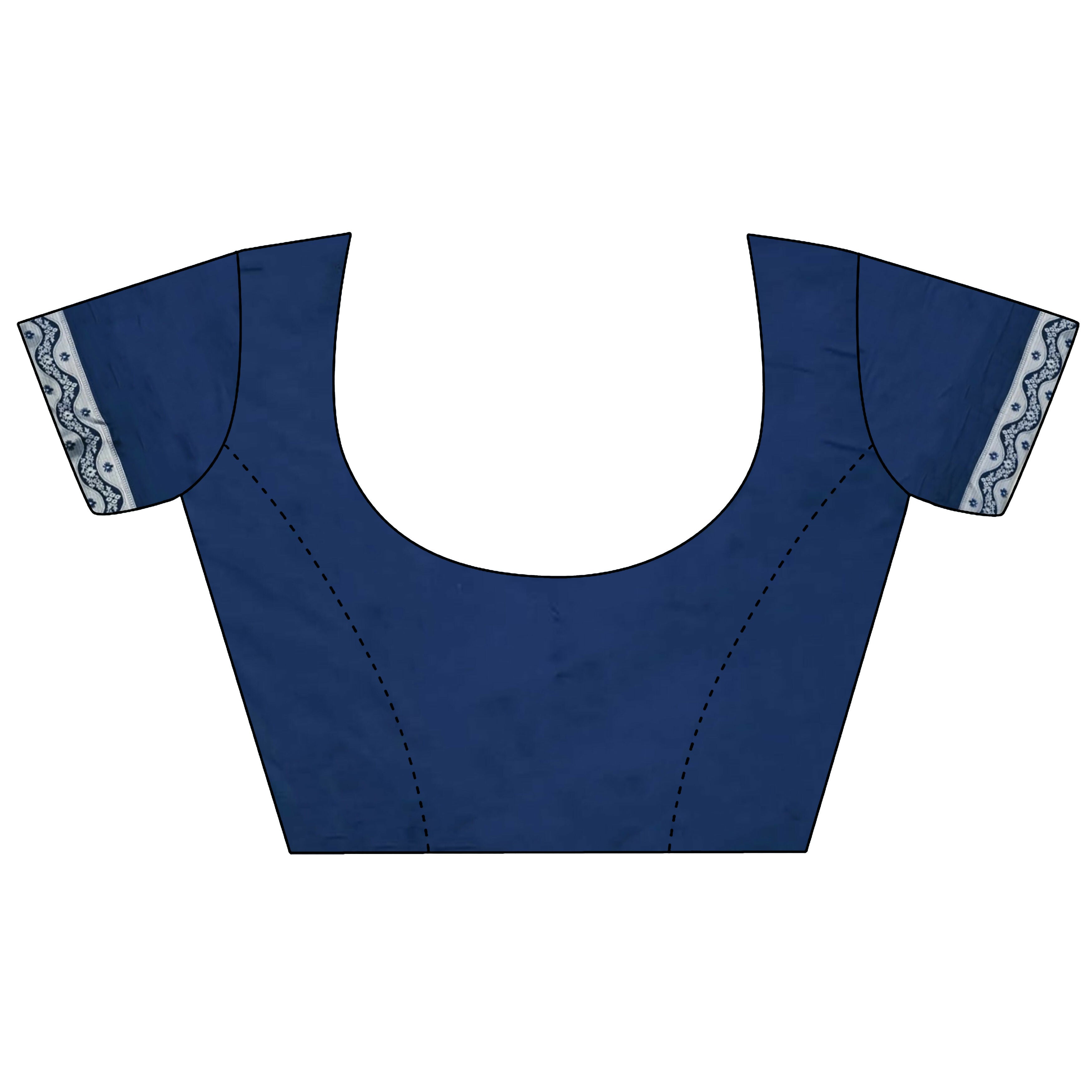 Joban Fashion Royal Blue Jacquard Woven Pattern Lichi Soft Silk Banarasi Saree - Dista