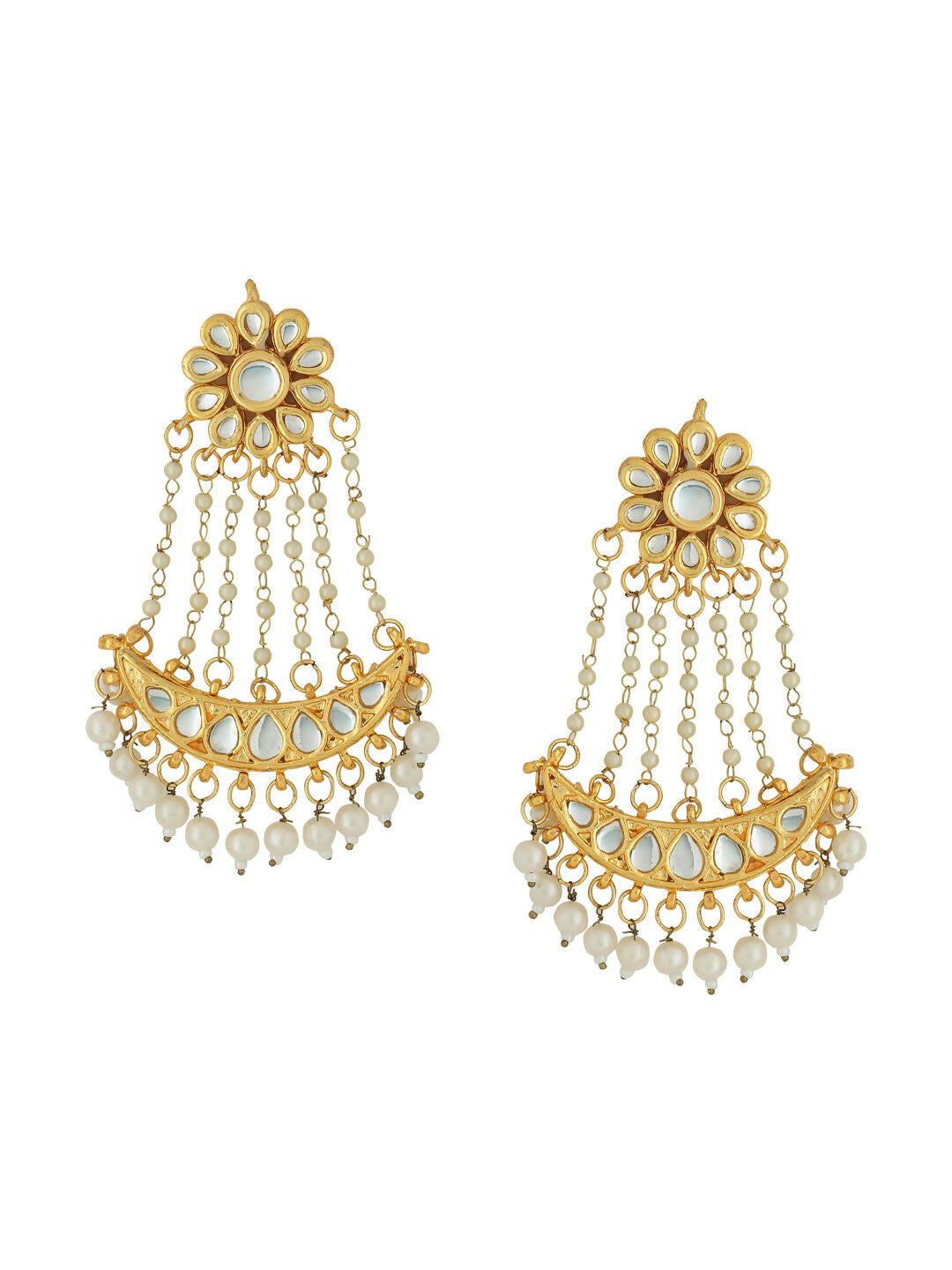 NVR Women Gold-Plated Kundan Chandbali Earrings - Distacart