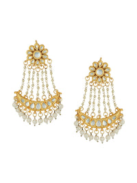 Thumbnail for NVR Women Gold-Plated Kundan Chandbali Earrings - Distacart