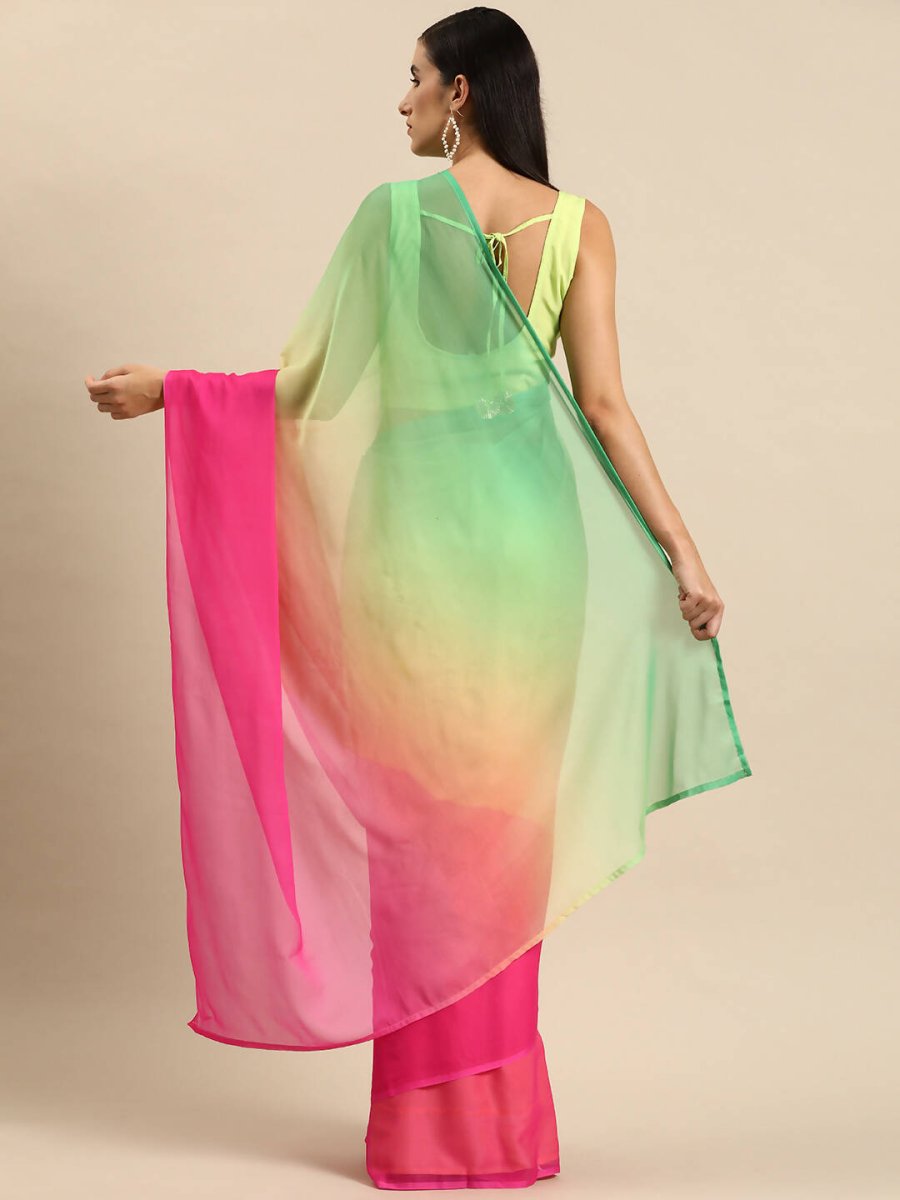 Ahalyaa Women's Traditional Semi Stitch Saree - Pink - Distacart