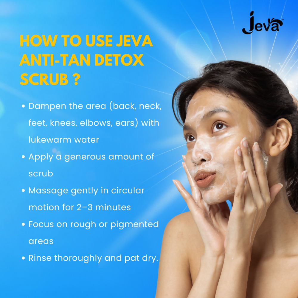 Jeva Anti-Tan Detox Scrub - Skin Brightening & Tan Removal Gel - Dista