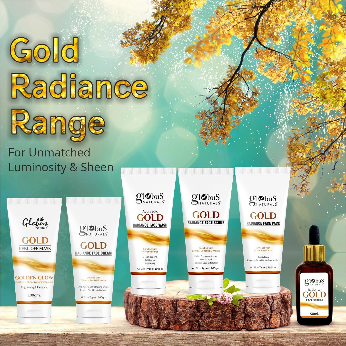 Globus Naturals Gold Radiance Anti Ageing & Brightening Face Wash