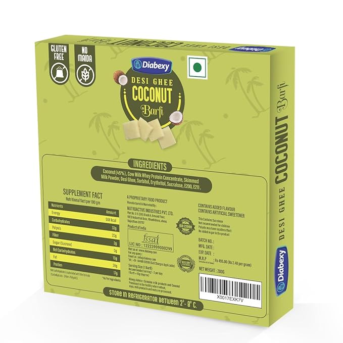 Diabexy Desi Ghee Coconut Barfi - Distacart