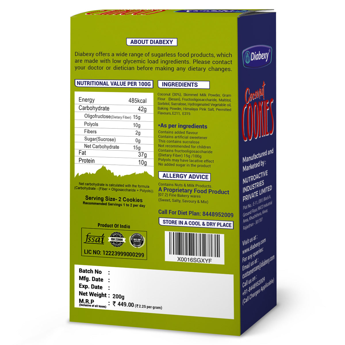 Diabexy Coconut Cookies - Distacart