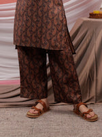 Thumbnail for Yufta Cotton Black Digital Printed Workwear Co-Ord Set With Pintuck Detailing On Sleeves
