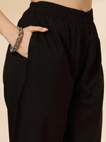Thumbnail for Yufta Cotton Black Pakistani Kurta Dupatta Set