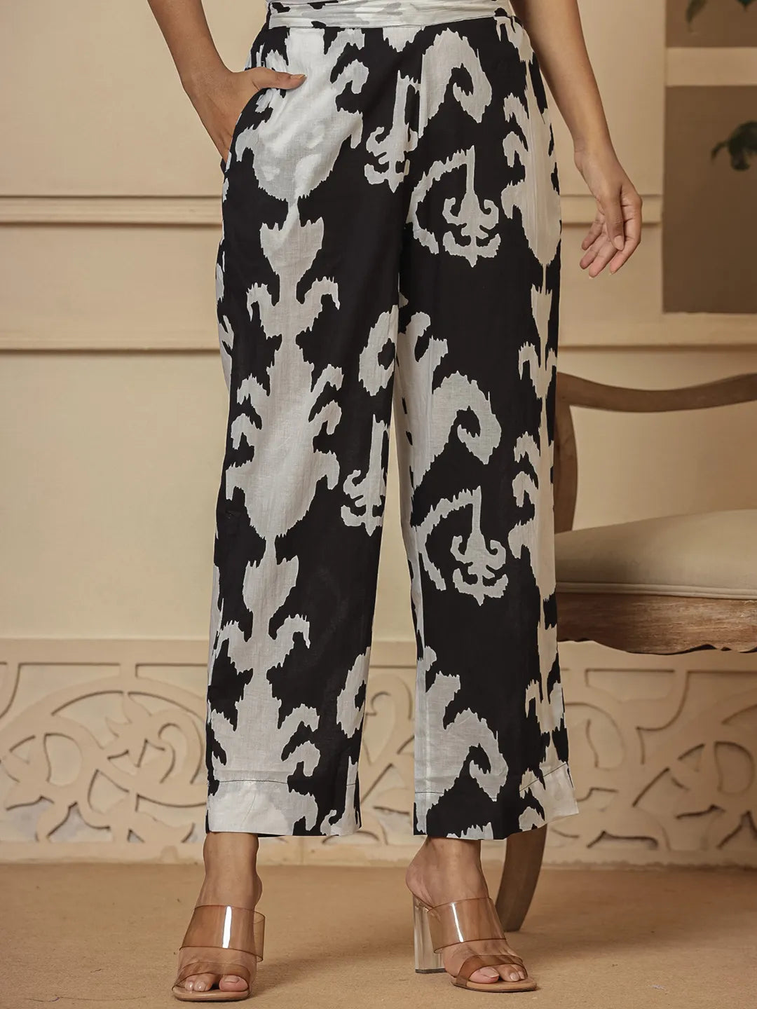 Yufta Cotton Black Pin Tuck Co-Ord Set