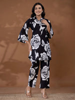 Thumbnail for Yufta Cotton Black Printed Co-Ord Set
