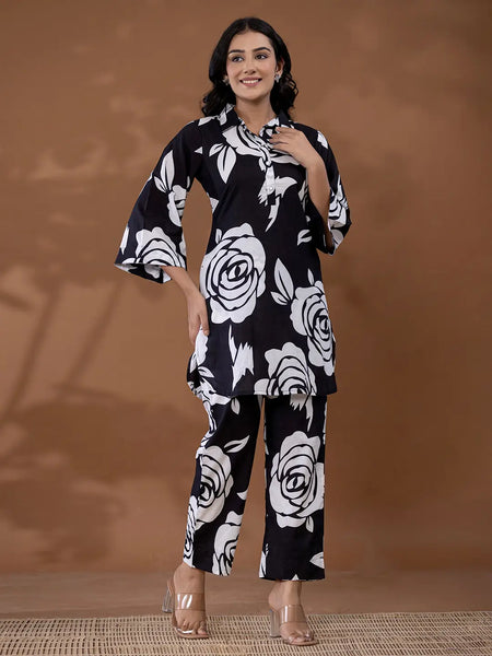 Yufta Cotton Black Printed Co-Ord Set