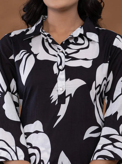 Yufta Cotton Black Printed Co-Ord Set - Distacart