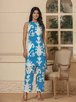Thumbnail for Yufta Cotton Blue Pin Tuck Co-Ord Set