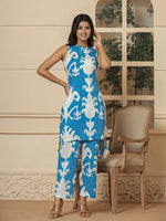 Thumbnail for Yufta Cotton Blue Pin Tuck Co-Ord Set