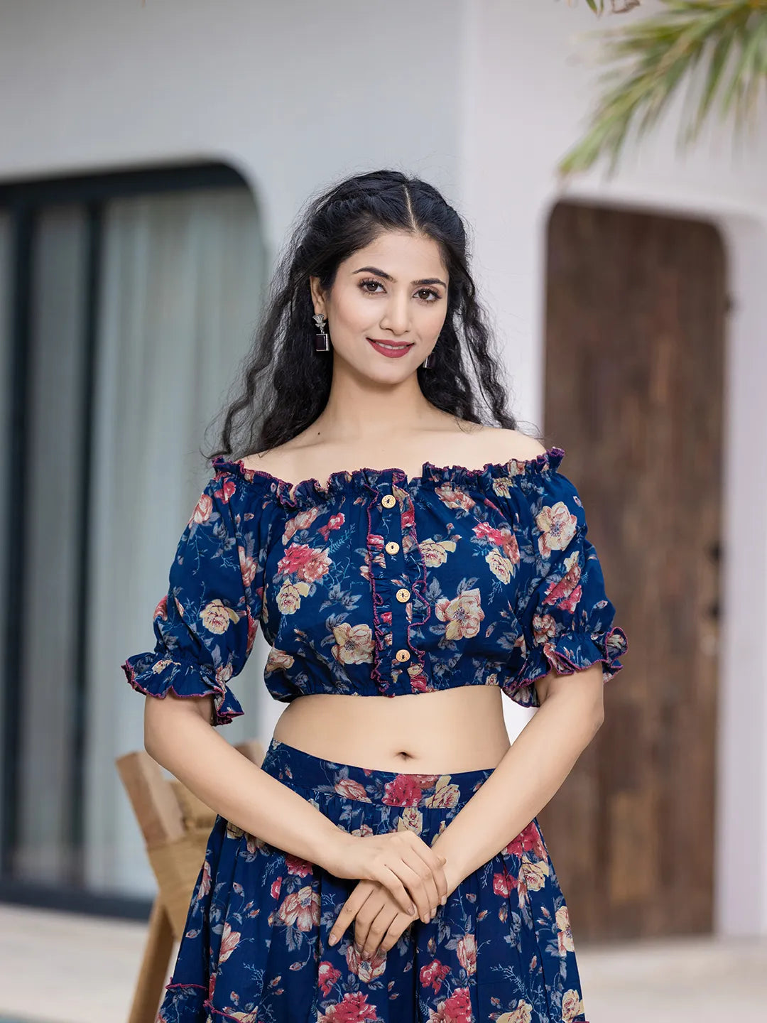 Yufta Cotton Blue Skirt Co-Ord Set