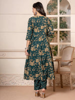 Thumbnail for Yufta Cotton Green Anarkali Dupatta Set