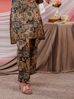 Thumbnail for Yufta Cotton Green Digital Printed Workwear Co-Ord Set With Pintuck Detailing On Sleeves