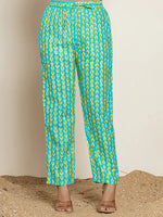 Thumbnail for Yufta Cotton Green Kurta Dupatta Pant Set - Distacart