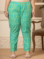 Thumbnail for Yufta Cotton Green Plus Size Kurta Dupatta Pant Set