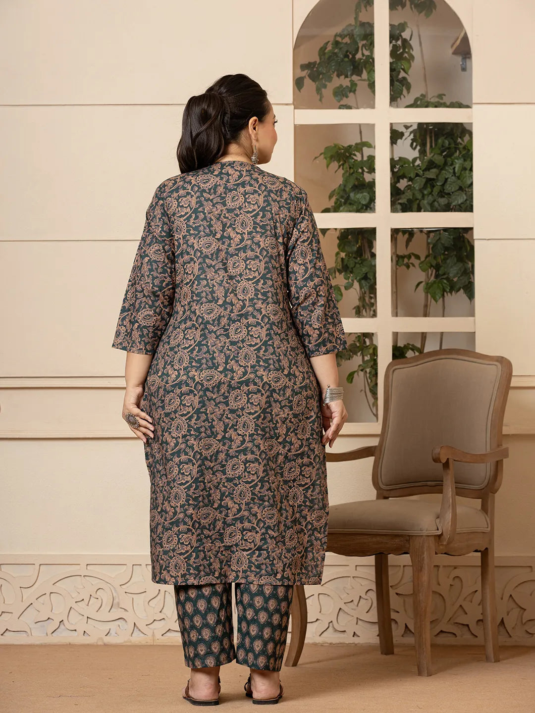 Yufta Cotton Green Plus Size Kurta Dupatta Set - Distacart
