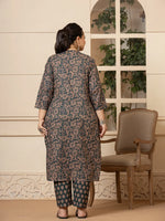 Thumbnail for Yufta Cotton Green Plus Size Kurta Dupatta Set - Distacart