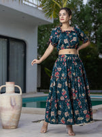 Thumbnail for Yufta Cotton Green Skirt Co-Ord Set