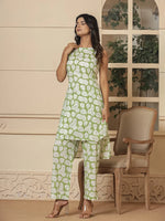 Thumbnail for Yufta Cotton Green Summer Leaf Print Co-Ord Set