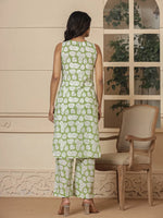 Thumbnail for Yufta Cotton Green Summer Leaf Print Co-Ord Set