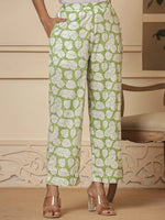 Thumbnail for Yufta Cotton Green Summer Leaf Print Co-Ord Set