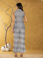 Thumbnail for Yufta Cotton Grey Ikat Co-Ord Set - Distacart