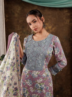 Thumbnail for Yufta Cotton Kurta Dupatta Set With Lace Detailing