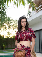 Thumbnail for Yufta Cotton Maroon Skirt Co-Ord Set