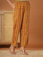 Thumbnail for Yufta Cotton Mustard Embroidered Kurta Dupatta Set