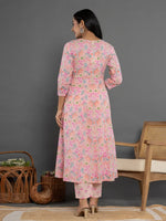Thumbnail for Yufta Cotton Peach Kurta Dupatta Pant Set