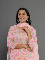 Thumbnail for Yufta Cotton Peach Kurta Dupatta Pant Set