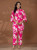 Thumbnail for Yufta Cotton Pink Printed Co-Ord Set