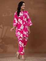 Thumbnail for Yufta Cotton Pink Printed Co-Ord Set