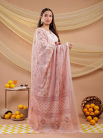 Thumbnail for Yufta Cotton Pink Sleeveless Kurta Dupatta Set