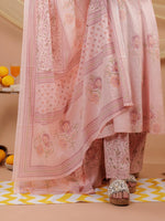 Thumbnail for Yufta Cotton Pink Sleeveless Kurta Dupatta Set