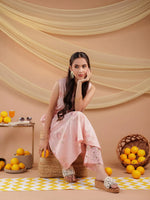 Thumbnail for Yufta Cotton Pink Sleeveless Kurta Dupatta Set