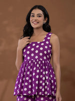 Thumbnail for Yufta Cotton Purple Polka Dot Co-Ord Set