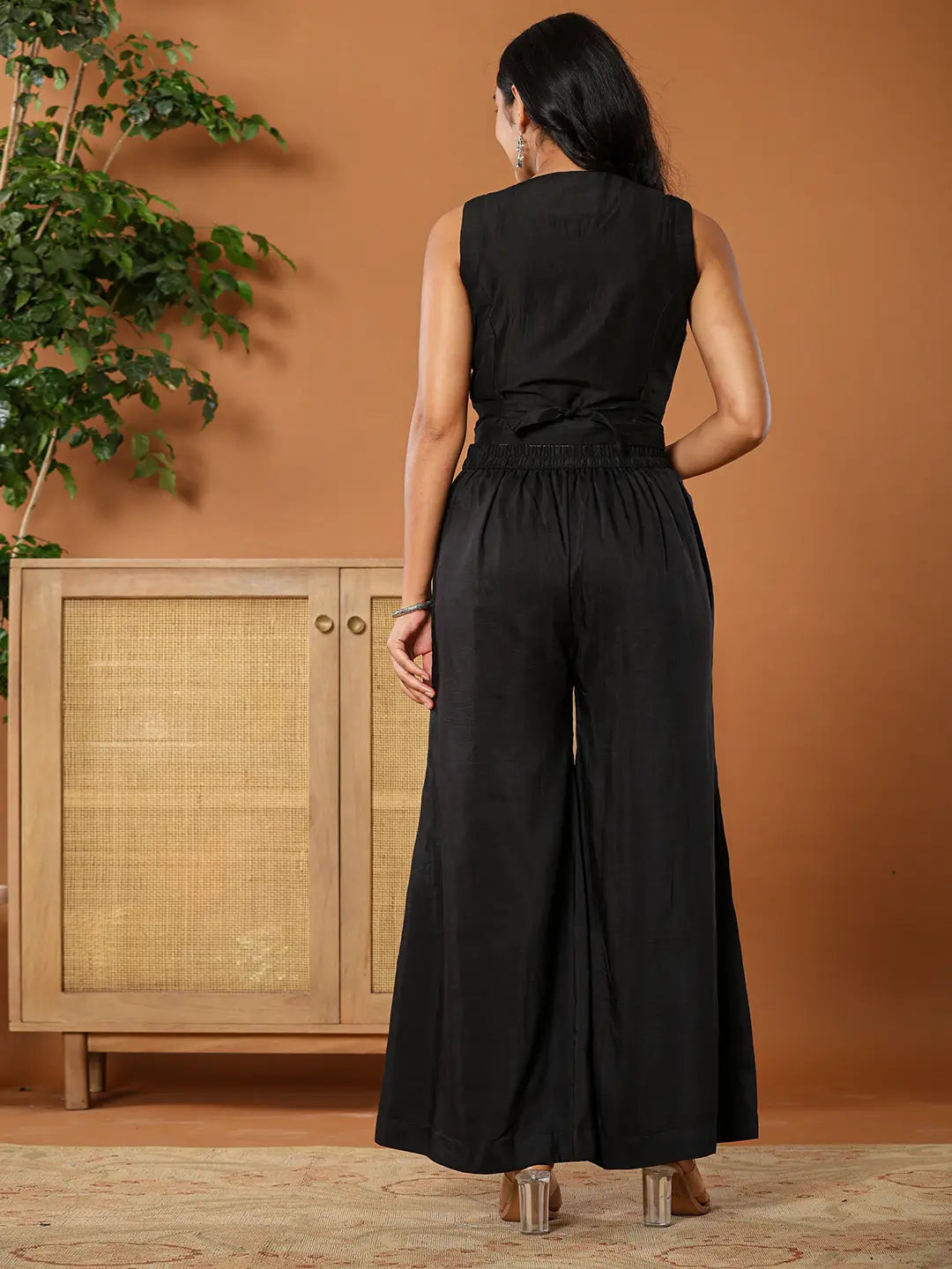 Yufta Cotton Silk Festive Waistcoat Co-Ord Set With Attached Cotton Lining