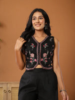 Thumbnail for Yufta Cotton Silk Festive Waistcoat Co-Ord Set With Attached Cotton Lining
