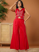 Thumbnail for Yufta Cotton Silk Waist Coat Co-Ord Set With Attached Cotton Lining