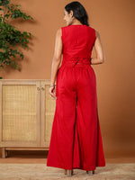 Thumbnail for Yufta Cotton Silk Waist Coat Co-Ord Set With Attached Cotton Lining