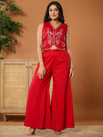 Thumbnail for Yufta Cotton Silk Waist Coat Co-Ord Set With Attached Cotton Lining