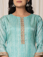Thumbnail for Yufta Cotton Sky Blue A-Line Kurta Dupatta Set