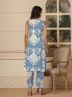 Thumbnail for Yufta Cotton Sky Blue Pin Tuck Co-Ord Set