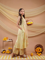 Thumbnail for Yufta Cotton Yellow Sleeveless Kurta Dupatta Set - Distacart