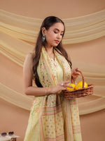 Thumbnail for Yufta Cotton Yellow Sleeveless Kurta Dupatta Set - Distacart
